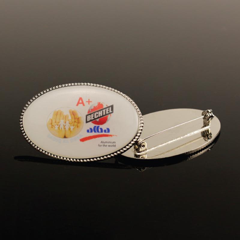 28*20mm Silver Oval Rope Design metal Badges